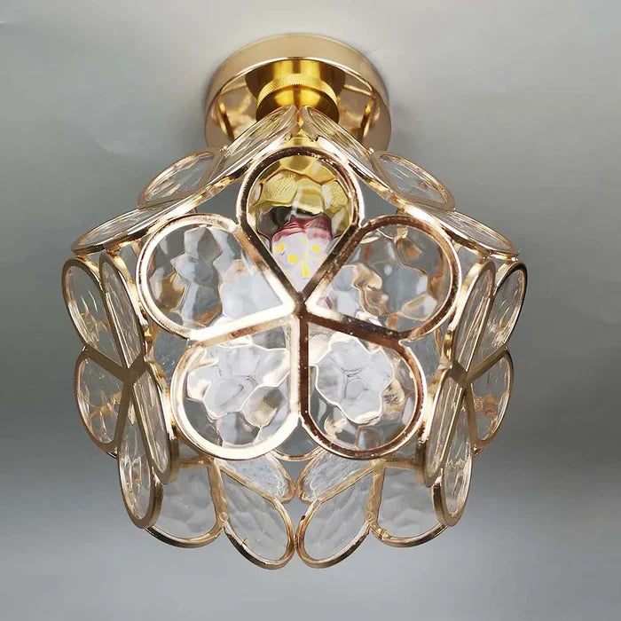 Elegante Bloemenstijl Glazen Plafondlamp | LuminBloom