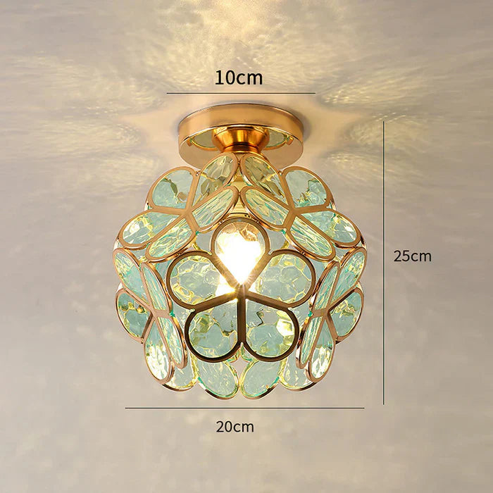 Elegante Bloemenstijl Glazen Plafondlamp | LuminBloom