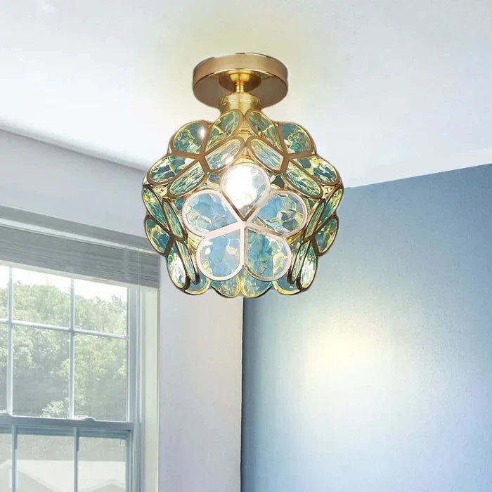 Elegante Bloemenstijl Glazen Plafondlamp | LuminBloom