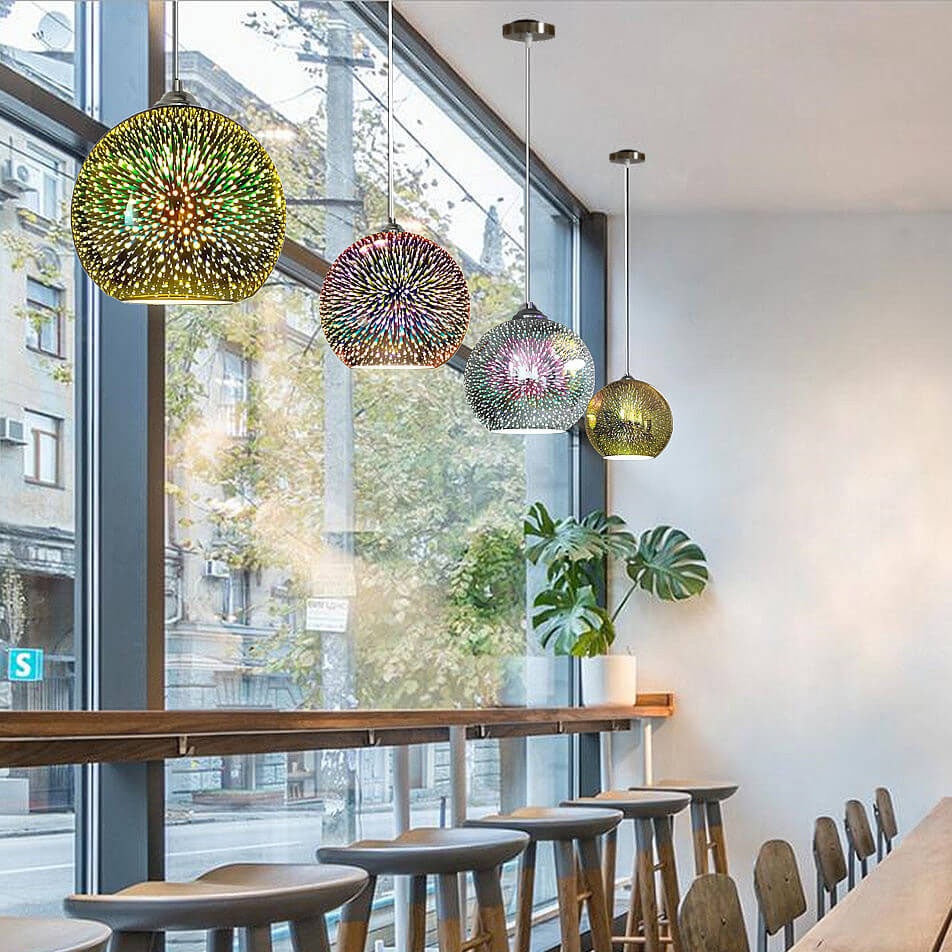 Modern en Kleurrijk 3D Vuurwerk Glas Hanglamp | RadianceGlow