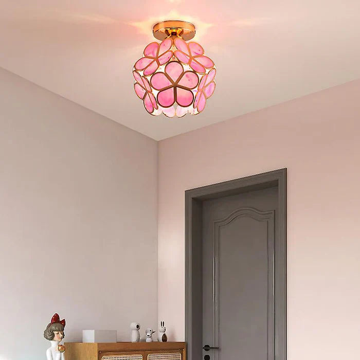 Elegante Bloemenstijl Glazen Plafondlamp | LuminBloom