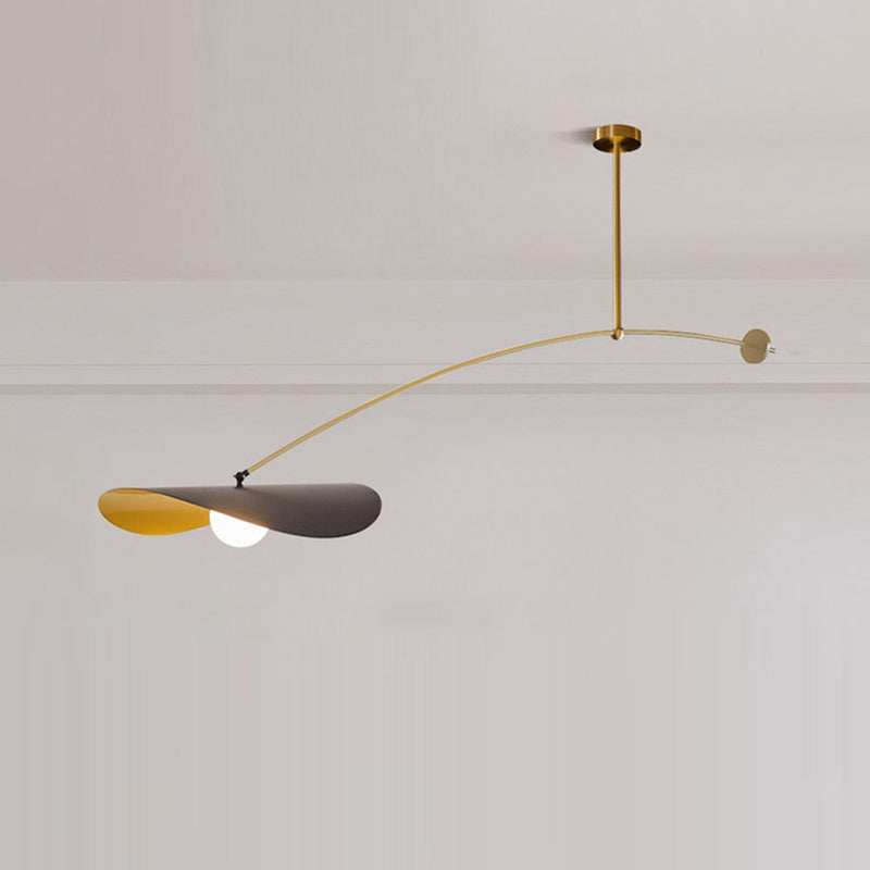 Stijlvolle Lotus Blad LED Hanglamp in Zwart/Goud Metaal voor Woonkamer | LumaLeaf