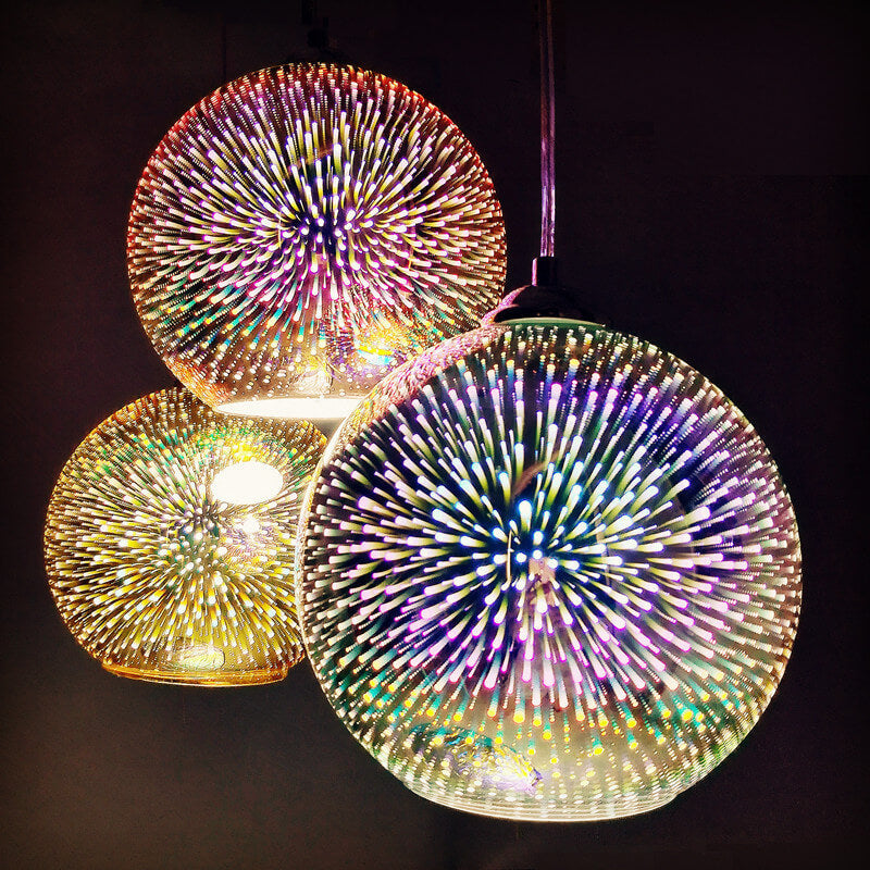 Modern en Kleurrijk 3D Vuurwerk Glas Hanglamp | RadianceGlow