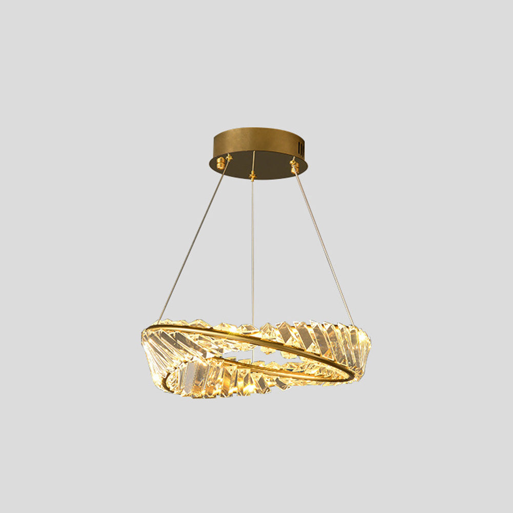 Luxe gouden LED hanglamp van metaal en glas voor slaapkamer, woonkamer of eetkamer | LumaVerve