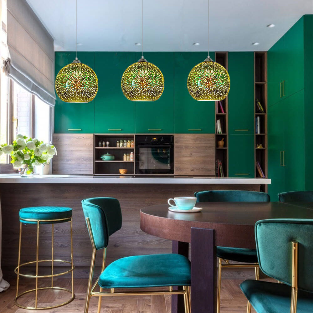 Modern en Kleurrijk 3D Vuurwerk Glas Hanglamp | RadianceGlow