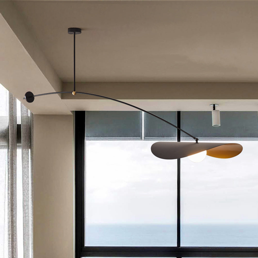 Stijlvolle Lotus Blad LED Hanglamp in Zwart/Goud Metaal voor Woonkamer | LumaLeaf