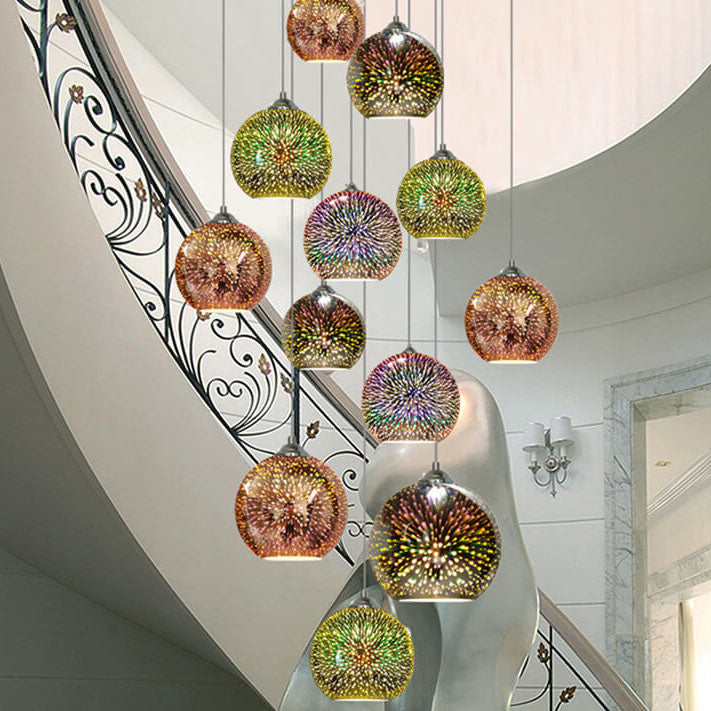 Modern en Kleurrijk 3D Vuurwerk Glas Hanglamp | RadianceGlow
