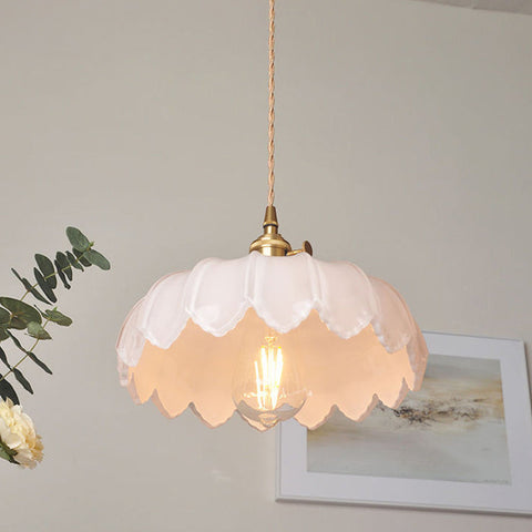 Vintage glazen bloem hanglamp met stralende LED verlichting | FleurGlow