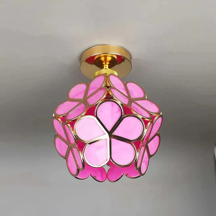 Elegante Bloemenstijl Glazen Plafondlamp | LuminBloom